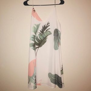 White Palm V-neck Dress